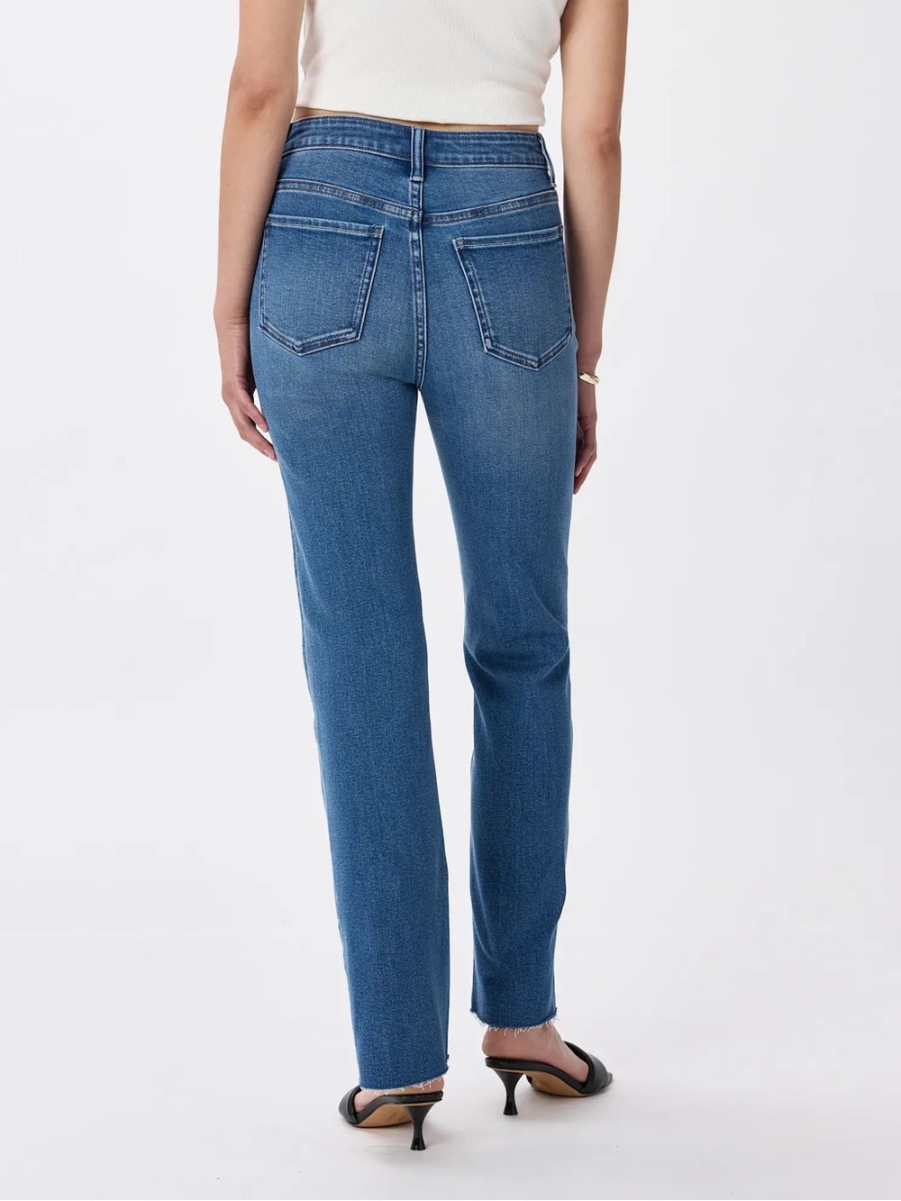 Quince Bella Stretch Straight Jeans in Twilight Blue Fray Regular 28 - Picture 8 of 17